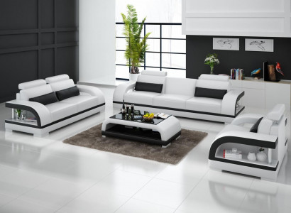 Ledersofa Couch Sofagarnitur 3+1+1 Sitzer Garnituren Design Modern Sofa